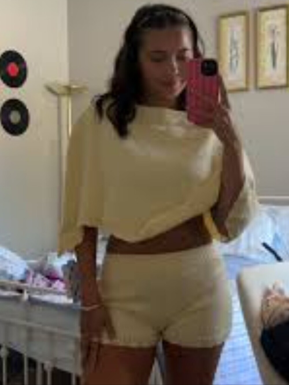 Cider 2 piece' Yellow Knit Boat neck set